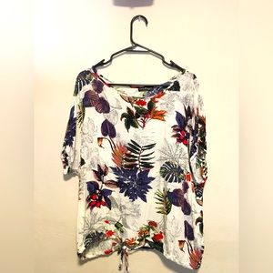 Tropical gathered blouse